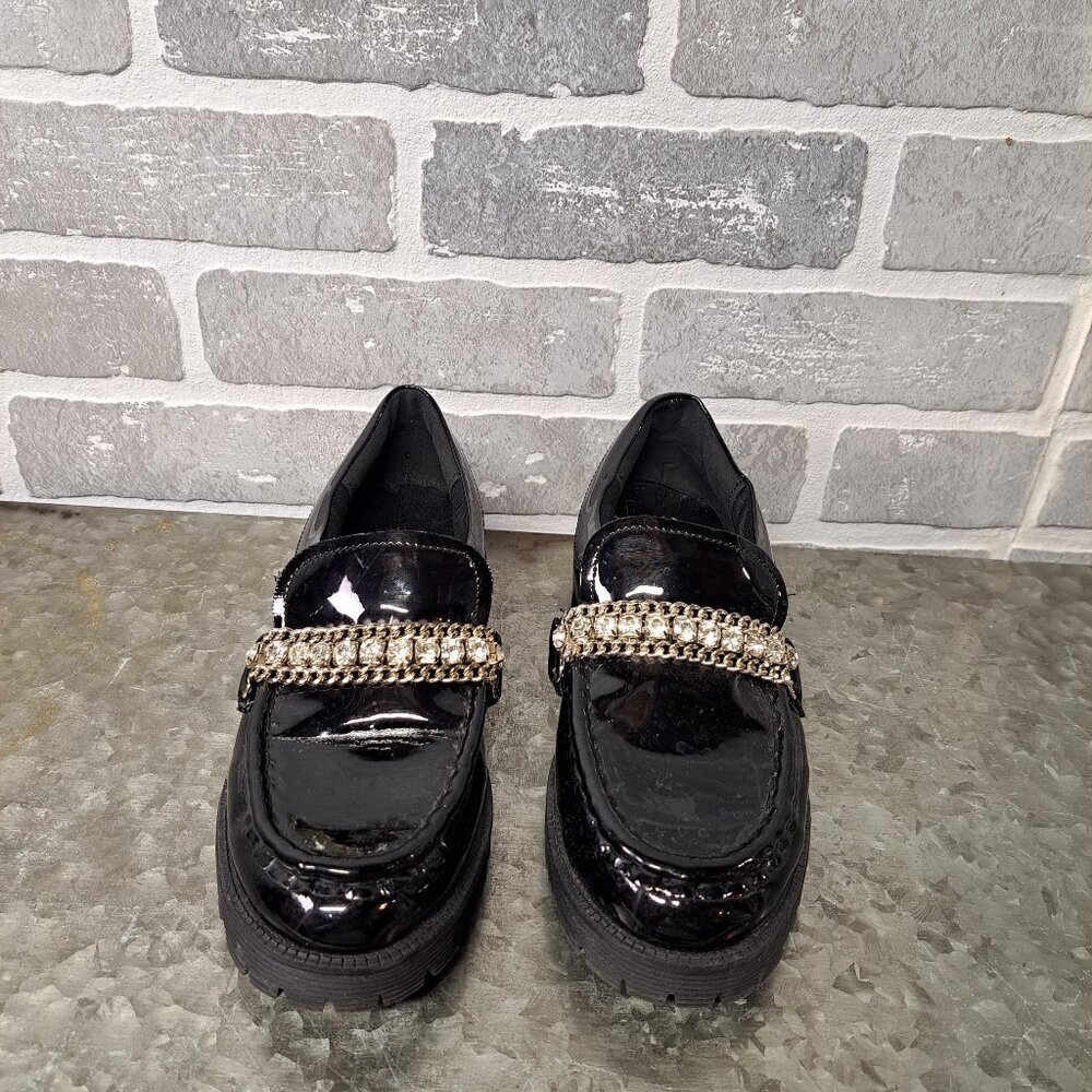 Steve Madden Womens Black Patent Loafers Shoes 4 Medium (B,M)‎ Big Kid
